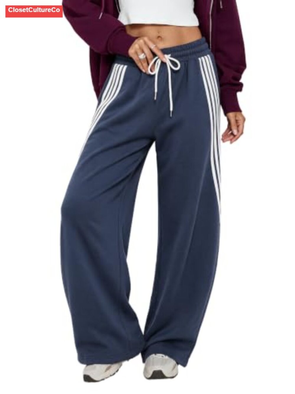 EMMIOL Baggy Barrel Sweatpants High Waist Striped Y2K Track Pants